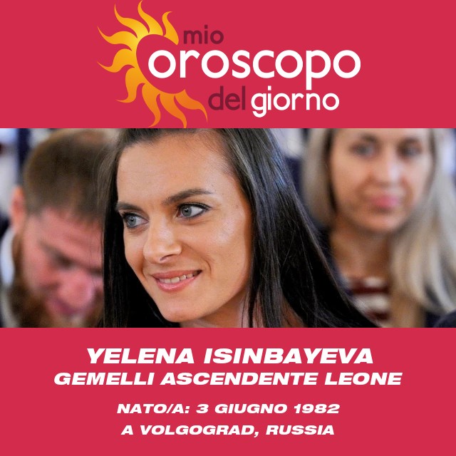 Insights astrologici sui Gemelli di Yelena Isinbayeva
Ottimizzato: Previsioni astrologiche per i Gemelli secondo Yelena Isinbayeva