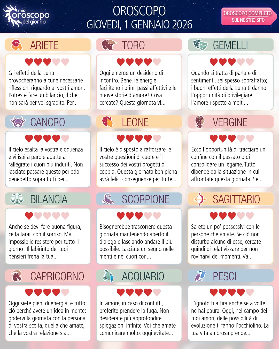 Acquario: il tuo oroscopo di domani, 1 Gennaio 2026