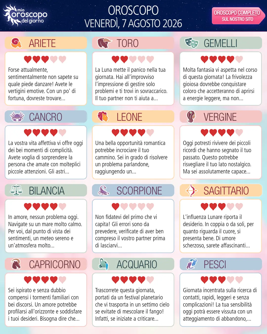 Oroscopo dell'Ariete di oggi - 7 agosto 2026