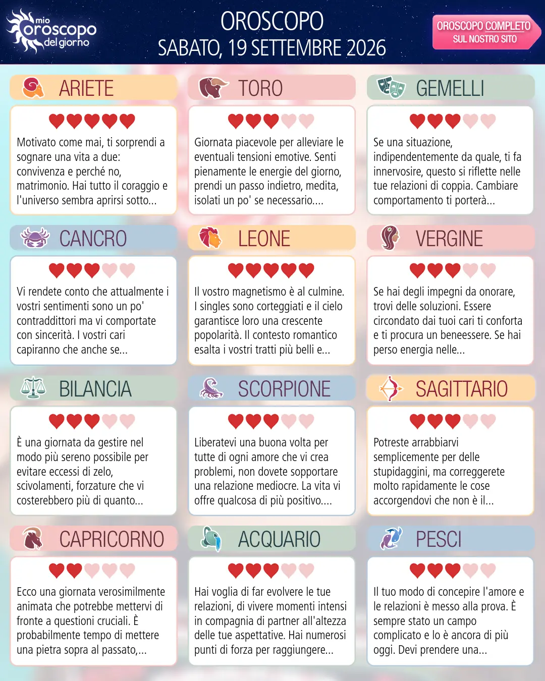 Oroscopo dei Gemelli di oggi - 19 settembre 2026