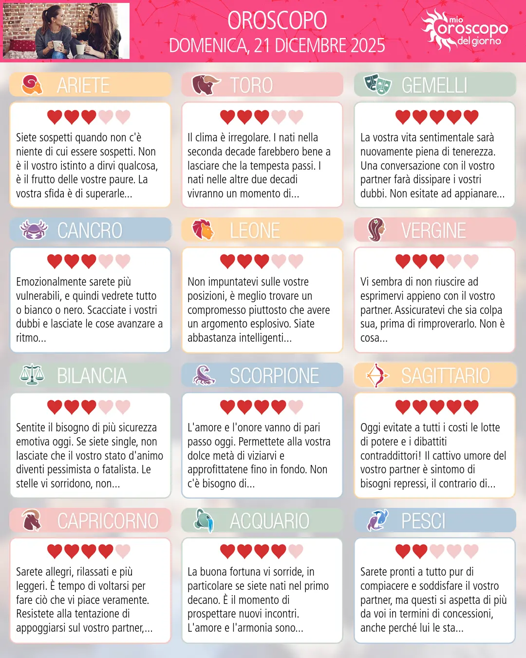 Oroscopo del Leone di oggi - 21 Dicembre 2025