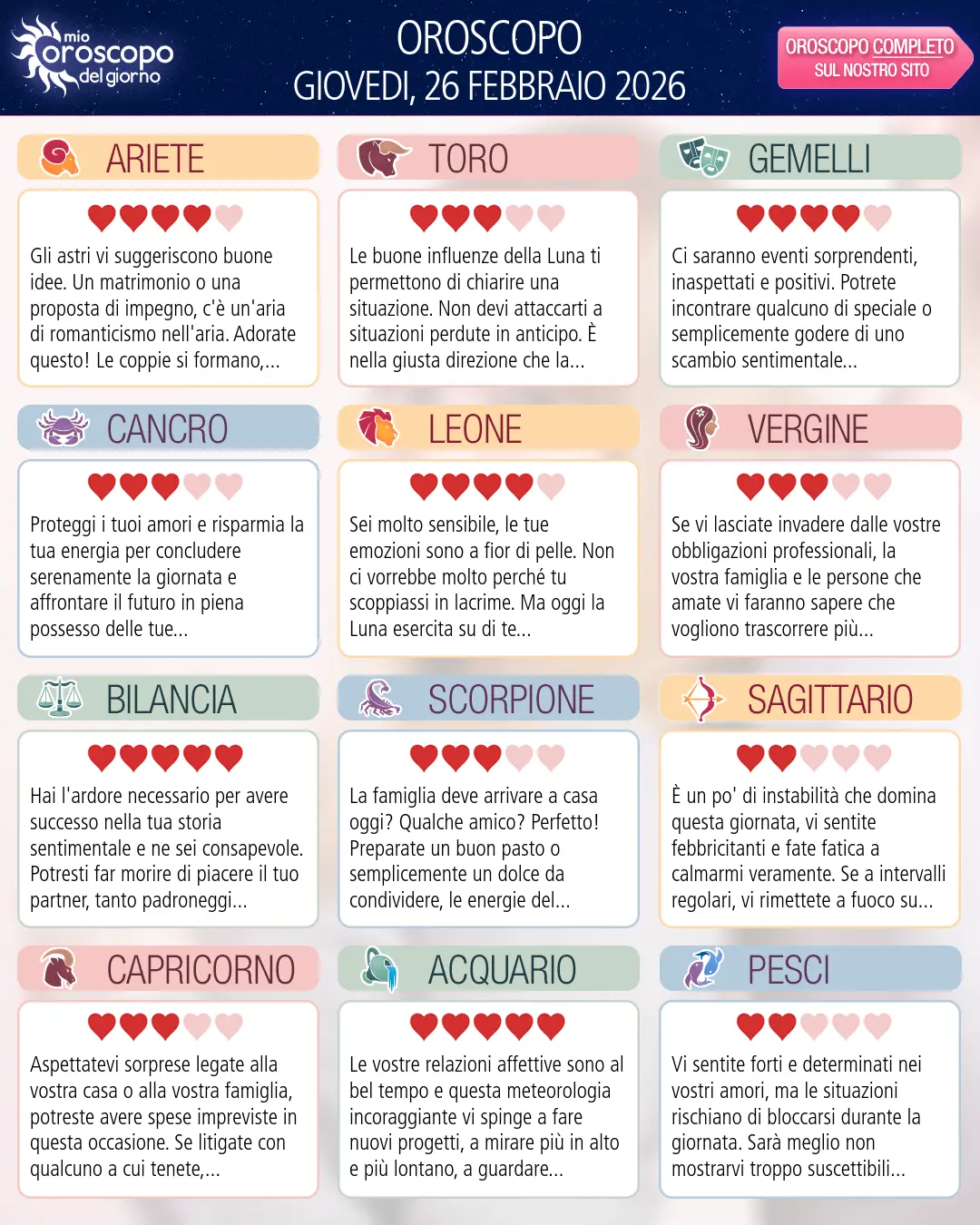 Oroscopo della Bilancia di oggi - 26 Febbraio 2026