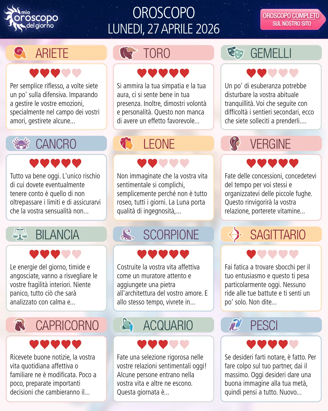 Oroscopo dell'Ariete di oggi - 27 Aprile 2026