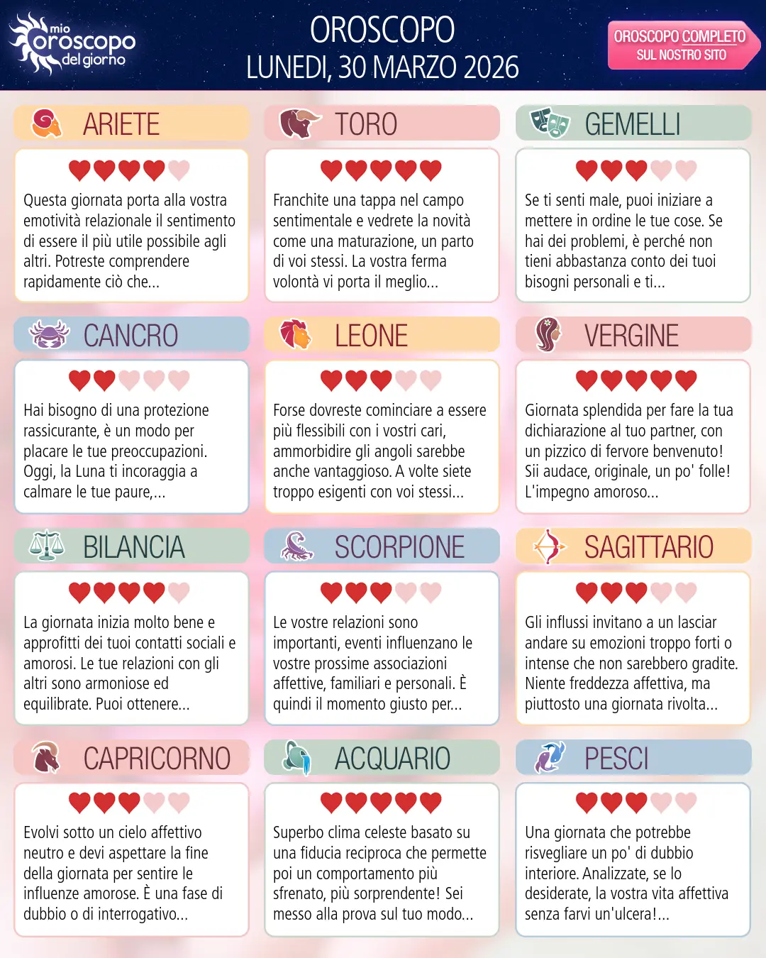 Pesci: il tuo oroscopo settimanale dal 30 Marzo 2026